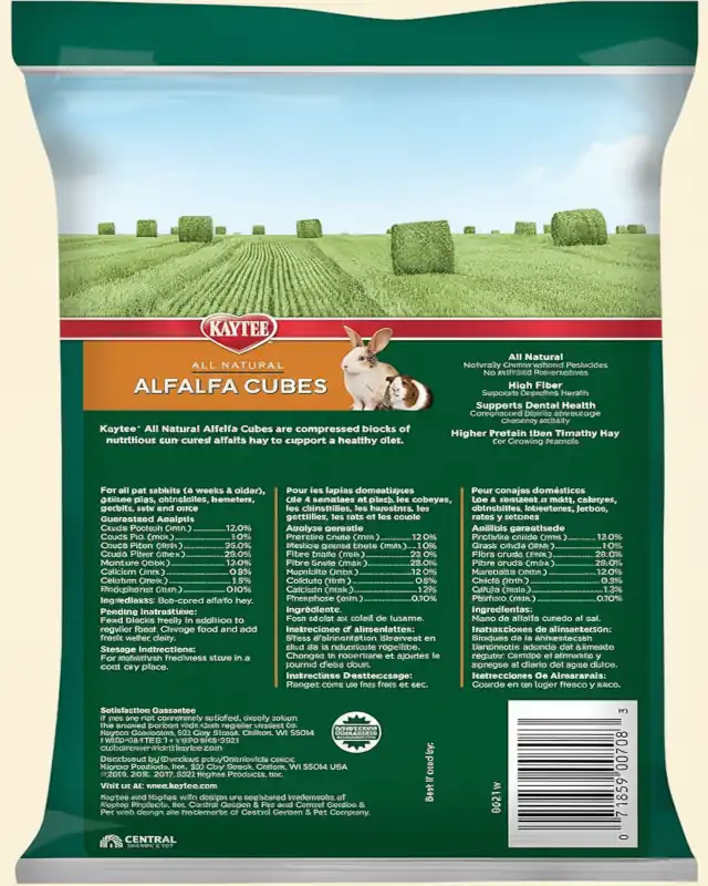 Kaytee Alfalfa Cubes for Rabbits, Guinea Pigs, Small Animals,