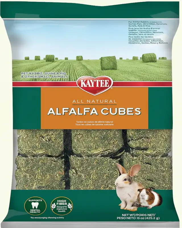 Kaytee Alfalfa Cubes for Rabbits, Guinea Pigs, and Other Small Animals, 15 oz