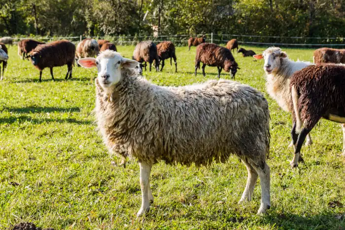 Sheep flock grazing